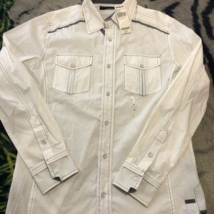 Buckle Black Athletic Fit Long Sleeve Dress Shirt